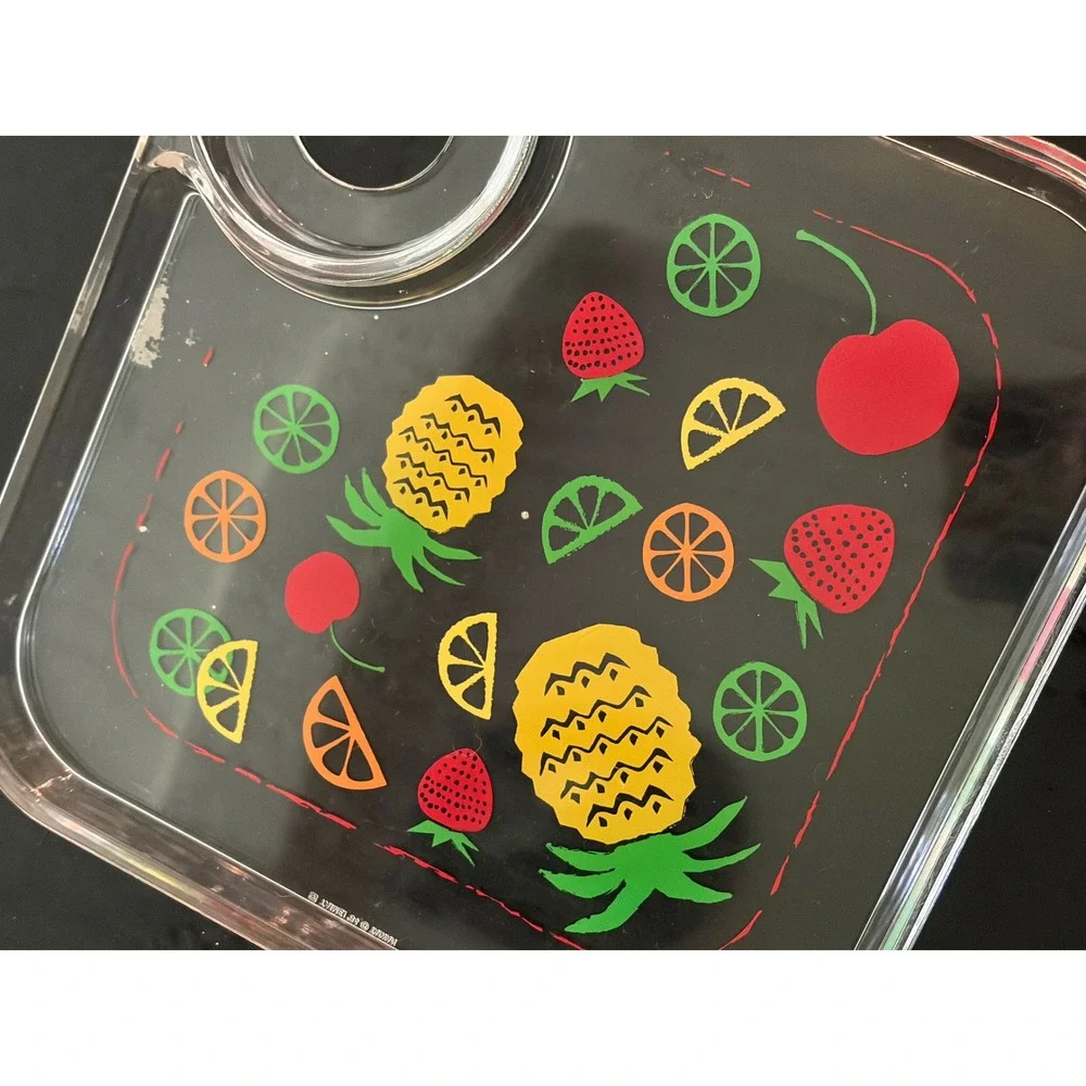 Vintage Acrylic Tropical Fruit Snack Trays with Wine Glass Holder Set of 8